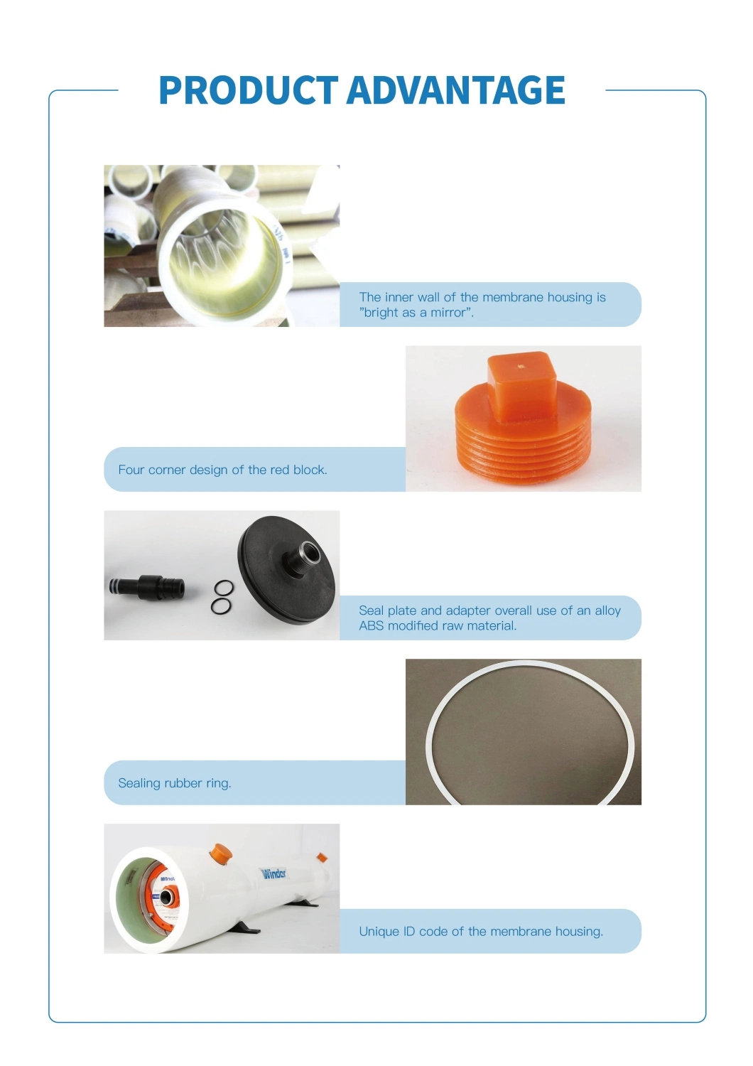 ASME Certification RO Pressure Vessel Side Port FRP Membrane Housing